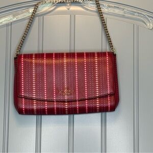 Kate Spade Red and Pink Clutch with Chain Strap